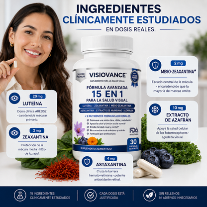 VisioVance 15 en 1 Fórmula avanzada para los ojos
