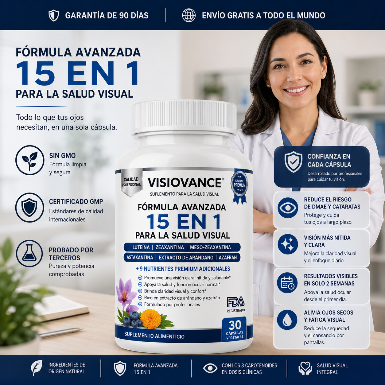 VisioVance 15 en 1 Fórmula avanzada para los ojos